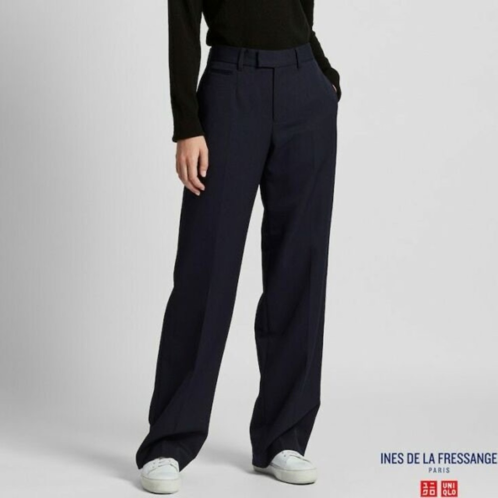 Uniqlo IDLF wool blended wide navy pants women’s